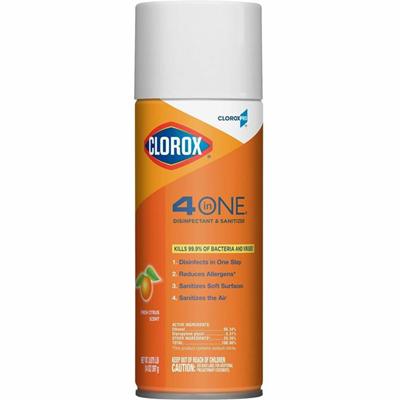 CloroxPro&trade; 4 in One Disinfectant & Sanitizer - 14 fl oz (0.4 quart) - Fresh Citrus Scent - Deodorize, Disinfectant - 1 Each