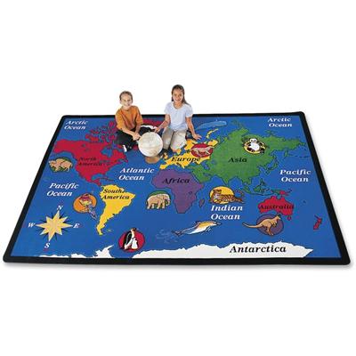 Carpets for Kids&reg; Premium World Explorer Geography Area Rug - 69.96" Length x 99.96" Width - Rectangle
