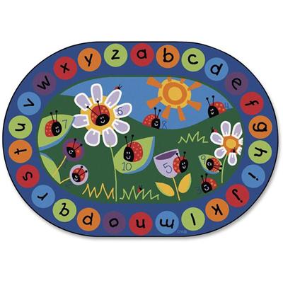 Carpets for Kids&reg; Premium Ladybug Circletime Rug - 113" Length x 81" Width - Oval - Ladybug, Alphabet, Number