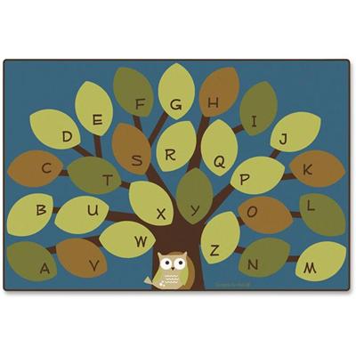 Carpets for Kids&reg; Premium Owl-phabet Tree Woodland Rug - 108" Length x 72" Width - Rectangle - Alphabet, Woodland