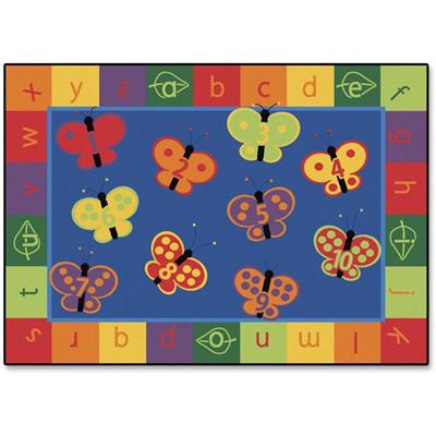 Carpets for Kids&reg; KIDSoft&trade; 123 ABC Butterfly Fun Rectangle Rug - 65" Length x 46" Width - Rectangle - Alphabet, Butterfly, Number