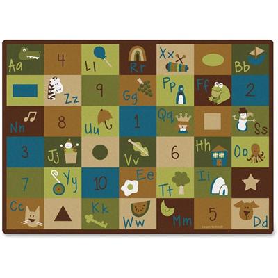 Carpets for Kids&reg; Premium Learning Blocks Nature Design Rug - 70" Length x 53" Width - Rectangle - Learning Blocks Nature