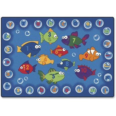 Carpets for Kids&reg; Premium Fishing 4 Literacy Rectangle Rug - 12 ft Length x 96" Width - Rectangle - Alphabet Bubbles, Numbers, Fishing For Literacy