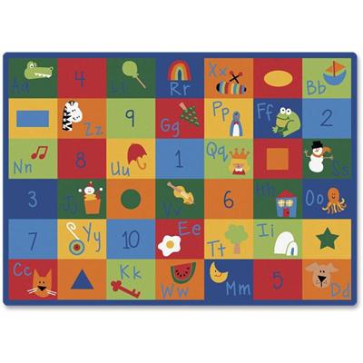 Carpets for Kids&reg; Premium Learning Blocks Rectangle Rug - 100" Length x 70" Width - Rectangle - Learning Blocks, Shapes, Numbers