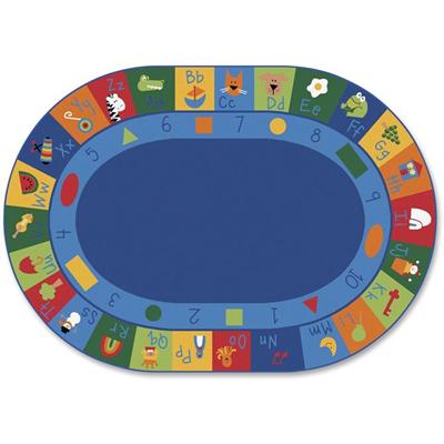 Carpets for Kids&reg; Premium Learning Blocks Oval Seating Rug - 113" Length x 81" Width - Oval - Learning Blocks, Letters, Numbers, Shapes