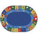 Carpets for Kids&reg; Premium Learning Blocks Oval Seating Rug - 113" Length x 81" Width - Oval - Learning Blocks, Letters, Numbers, Shapes