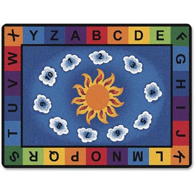 Carpets for Kids&reg; Premium Sunny Day Learn/Play Rectangle Rug - 70" Length x 53" Width - Rectangle - Sunny Day Learn & Play, Numbers, Letter