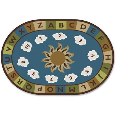 Carpets for Kids&reg; Premium Sunny Day Learn/Play Oval Rug - 12 ft Length x 96" Width - Oval - Sunny Day Learn & Play, Numbers, Letter