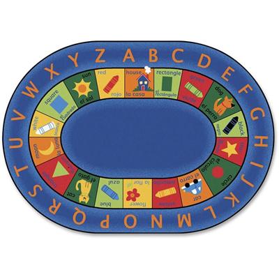Carpets for Kids&reg; Premium Bilingual Early Learning Oval Rug - 113" Length x 81" Width - Oval - Bilingual Inner Squares