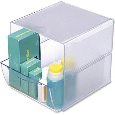 Deflecto Stackable Cube Organizer - 1 Drawer(s) - 6" Height x 6" Width x 7.20" Depth - Stackable, Removable Drawer, Removable Divider, Sturdy - Clear - Plastic - 1 Each