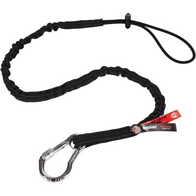 Ergodyne Squids 3100 Single Carabiner Tool Lanyard - 10lbs - Adjustable - 10 lb Load Capacity - Standard - Carabiner Attachment - 42.1" Length - Black - Nylon Webbing, Aluminum - 6 / Carton