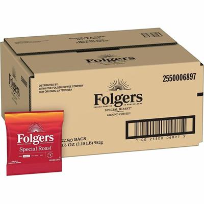Folgers&reg; Fraction Pack Special Roast Coffee - Regular - Medium - 0.8 oz - Fraction Pack - 42 / Carton