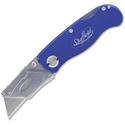 Sheffield Great NeckLockback Utility Knife - 0.7" Height x 4" Width x 8.9" Length - Locking Blade, Sturdy, Snap Closure, Lightweight, Pocket Clip - Aluminum - Blue - 1 Each