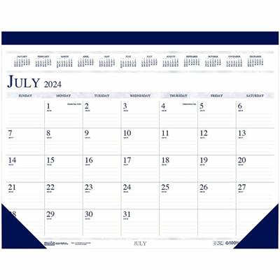 House of Doolittle 18x13 Academic Desk Pad Calendar - Academic - Julian Dates - Monthly - 14 Month - July 2025 to August 2026 - 1 Month Double Page Layout - 18 1/2" x 13" Sheet Size - 2.12" x 3" Block - Desk Pad - Vinyl - Perforated, Reference Calend