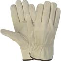 MCR Safety Durable Cowhide Leather Work Gloves - Large Size - Cream - Durable, Comfortable, Flexible - For Construction - 1 Pair