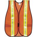 Crews Reflective Fluorescent Safety Vest - Visibility Protection - Polyester, Fabric - Orange - Elastic Strap, Hook & Loop, Comfortable, Washable, Lightweight, Reflective Strip, Reflective Front & Back - 1 Each