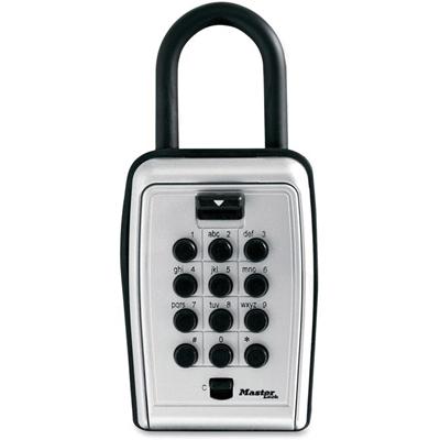 Master Lock Portable Key Safe - Push Button Lock - Weather Resistant, Scratch Resistant - for Door - Overall Size 7.2" Height x 5.3" Width x 2.2" Depth - Black, Silver - Metal, Vinyl