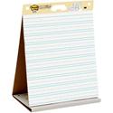 Post-it&reg; Tabletop Easel Pad with Primary Lines - 20 Sheets - Stapled - Primary Blue Margin - 18.50 lb Basis Weight - 20" x 23" Sheet Size - White Paper - Cardboard Cover - Self-stick, Built-in Stand, Foldable, Bleed Resistant, Repositionable, Ref
