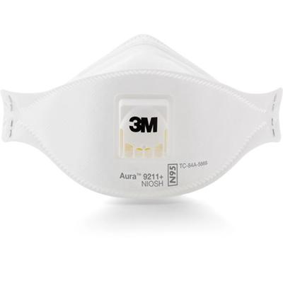 3M Aura Particulate Respirator - Particulate, Dust, Fog Protection - White - Comfortable, Adjustable Nose Clip, Disposable, Lightweight, Exhalation Valve, Collapse Resistant - 1 Box