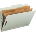 Nature Saver 2/5 Tab Cut Legal Recycled Classification Folder - 8 1/2" x 14" - 6 x Prong K Style Fastener(s) - 1" for Divider, 2" for Folder - 2 Divider(s) - 25 pt. - Gray, Green - Sturdy, Tyvek Gusset, Eco-friendly, Expandable Gusset - 100% Recycled