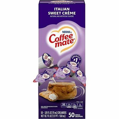 Coffee mate Italian Sweet Creme Nondairy Liquid Creamer Singles - Italian Sweet Creme Flavor - 0.38 fl oz (11 mL) - 50 Serving - 50 / Box