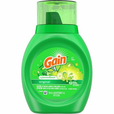 Gain Liquid Laundry Detergent - For Clothing, Laundry - 25 fl oz (0.8 quart) - Original Scent - Recommended For: Dirt Remover - Green - 6 / Carton