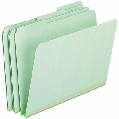 Pendaflex 1/3 Tab Cut Letter Top Tab File Folder - 8 1/2" x 11" - 1" Expansion - Top Tab Location - Assorted Tab Position - 25 pt. - Light Green - Heavyweight, Rigid, Durable, Expandable Gusset, Reinforced - 0% Fiber Recycled - 25 / Box