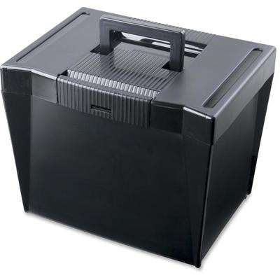 Pendaflex Economy File Box - Internal Dimensions: 13.87" Width x 10.75" Depth x 10.25" Height - External Dimensions: 13.5" Width x 10.3" Depth x 10.9" Height - Media Size Supported: Letter - Latch Lock Closure - Stackable - Plastic - Black - For File