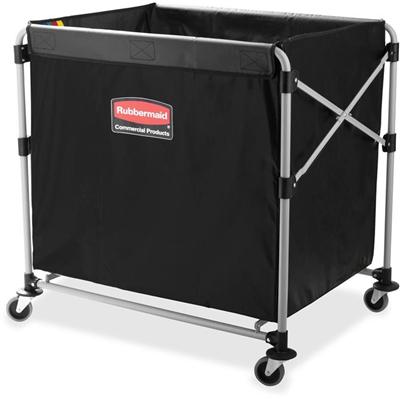 Rubbermaid Commercial 8-Bushel Collapsible X-Cart - 220 lb Load Capacity - 35.70" Length x 24.10" Width x 34.60" Height - Stainless Steel Frame - Black - 1 Each