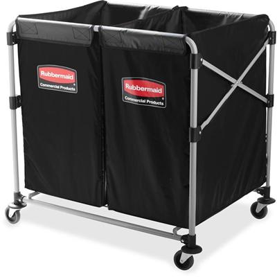 Rubbermaid Commercial Collapsible X-Cart - 220 lb Load Capacity - 35.70" Length x 24.10" Width x 34.60" Height - Stainless Steel Frame - Black - 1 Each