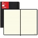 Letts of London L5 Ruled Notebook - Sewn x 9" Width x 6" Length - Black Cover - Elastic Closure, Flexible Cover, Pocket - 1 Each