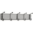 Safco Onyx 5-hook Steel Mesh Wall Rack - 5 Hooks - 5.5" Height x 26.8" Width - for Scarf, Hat, Coat, Garment - Steel - Black - 1 Each