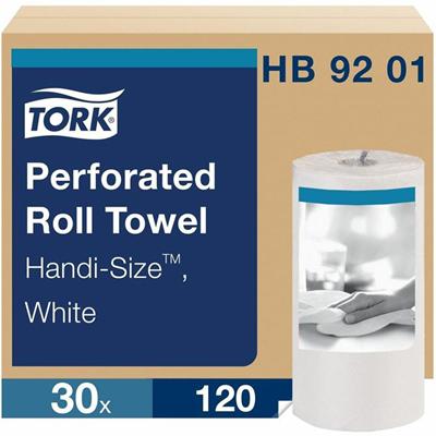 TORK Perforated Roll Paper Towels - Absorbent, Perforated, Embossed - White - 30 / Carton