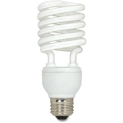 Satco 23W T2 2700K Spiral CFL Bulb - 23 W - 100 W Incandescent Equivalent Wattage - 120 V AC - 1600 lm - Spiral - T2 Size - White Light Color - E26 Base - 12000 Hour - 2700&deg;K Color Temperature - 82 CRI - Energy Saver - 3 / Box