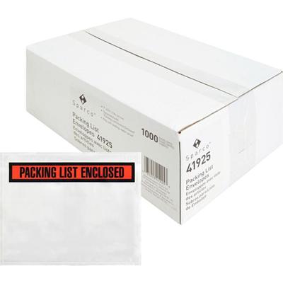 Sparco Pre-labeled Packing Slip Envelope - Packing List - 7" Width x 5 1/2" Length - 70 g/m² - Self-adhesive Seal - White - Paper, Low Density Polyethylene (LDPE) - 1000 / Box