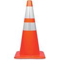 Tatco 28" Traffic Cone - 28" Height - Cone Shape - Stackable, Sturdy - Indoor, Outdoor - Orange, Silver - 1 Each