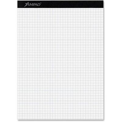 Ampad Quad-ruled Double Sheet Writing Pads - 100 Sheets - Both Side Ruling Surface - 15 lb Basis Weight - 8 1/2" x 11 3/4" Sheet Size - 0.41" Height x 8.5" Width x 11.8" Length - White Paper - Dual Sided, Micro Perforated, Easy Tear, Chipboard Backin