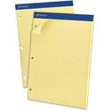 Ampad Evidence Narrow Ruled Dual Pad - 100 Sheets - 15 lb Basis Weight - 8 1/2" x 11 3/4" Sheet Size - 11.75" Height x 8.5" Width x 0.4" Depth - Canary Paper - Micro Perforated, Easy Tear, Rigid, Chipboard Backing - 1 Pad