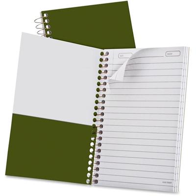 Ampad Gold Fibre Personal Notebook - 100 Sheets - Wire Bound - 0.28" Ruled - 20 lb Basis Weight - 5" x 7" Sheet Size - White Paper - Classic Green Kraft Cover - Micro Perforated, Rigid, Chipboard Backing, Pocket, Easy Tear, Unpunched - 1 Each
