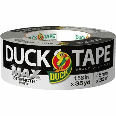 Duck MAX Strength Tape - White - 35 yd Length x 1.88" Width - White - Natural Rubber - Polyethylene Backing - For Indoor, Outdoor - 1 Roll
