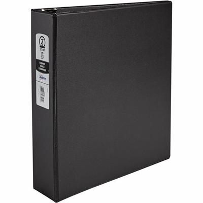 Avery&reg; Economy Binder - 2" Binder Capacity - Letter - 8 1/2" x 11" Sheet Size - 375 Sheet Capacity - 3 Ring(s) - Fastener(s): Round Ring - Pocket(s): 2, Internal - Vinyl - Black - Recycled - Non Locking Mechanism - 1 Each