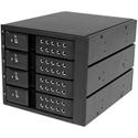 StarTech.com Drive Enclosure for 5.25" SATA/600, Serial Attached SCSI (SAS) - 6Gb/s SAS, Serial ATA/600 Host Interface Internal - Black - 4 x HDD Supported - 4 x Total Bay - 4 x 3.5" Bay - Aluminum