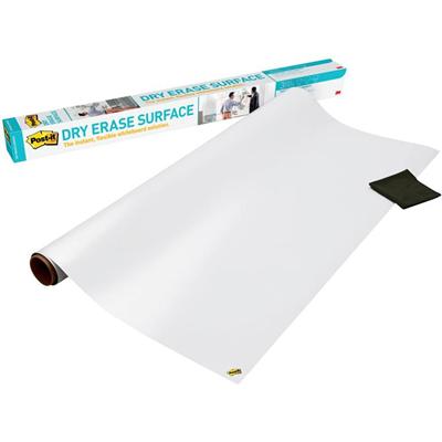 Post-it&reg; Self-Stick Dry-Erase Film Surface - White Surface - 36" (3 ft) Width x 48" (4 ft) Length - White Film - Rectangle - Flexible, Stain Resistant, Self-stick - 1 Pack