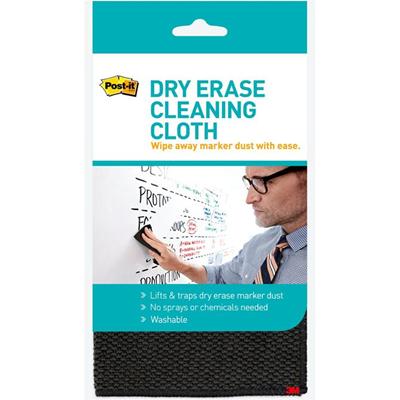 Post-it&reg; Dry-Erase Cleaning Cloth - 10.60" Width x 10.60" Length - Used as Dust Remover, Mark Remover - Washable - Black - 1 Each