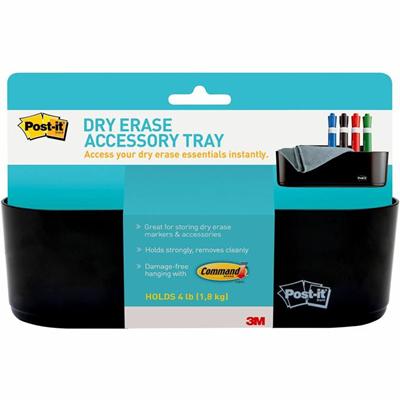 Post-it&reg; Dry-Erase Accessory Tray - 5.2" Height x 8.4" Width x 3" Depth - Plastic - Black - 1 Each