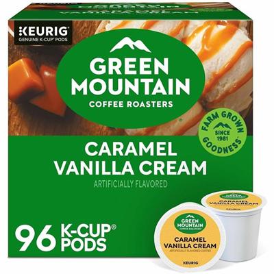 Green Mountain Coffee Roasters&reg; K-Cup Caramel Vanilla Cream Coffee - Compatible with Keurig Brewer - Regular - Light - K-Cup - 24/Box - 4 / Carton