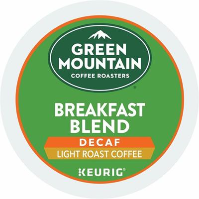 Green Mountain Coffee Roasters&reg; K-Cup Breakfast Blend Decaf Coffee - Compatible with Keurig Brewer - Light - K-Cup - Decaffeinated - 24/Box - 4 / Carton