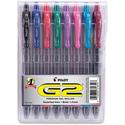 G2 8-Pack Bold Gel Roller Pens - 1 mm Bold Pen Point - Retractable - Black, Blue, Burgundy, Green, Pink, Purple, Red, Teal Ink - Gel-based - Clear Barrel - 8 / Pack