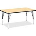 Jonti-Craft Berries Height Maple Top Black Edge Rectangle Table - Laminated Rectangle, Maple Top - Height Adjustable - 15" to 24" Adjustment - 48" Table Top Length x 30" Table Top Width x 1.13" Table Top Thickness - 24" Height - Children, Art, Craft 