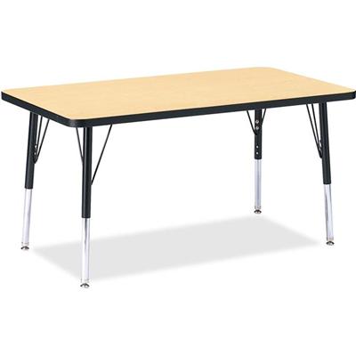Jonti-Craft Berries Height Maple Top Black Edge Rectangle Table - Laminated Rectangle, Maple Top - Height Adjustable - 15" to 24" Adjustment - 36" Table Top Length x 24" Table Top Width x 1.13" Table Top Thickness - 24" Height - Children, Art, Craft 